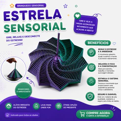 Estrela Sensorial Articulada | Antiestresse | Ansiedade | Fidget Toy Relaxante