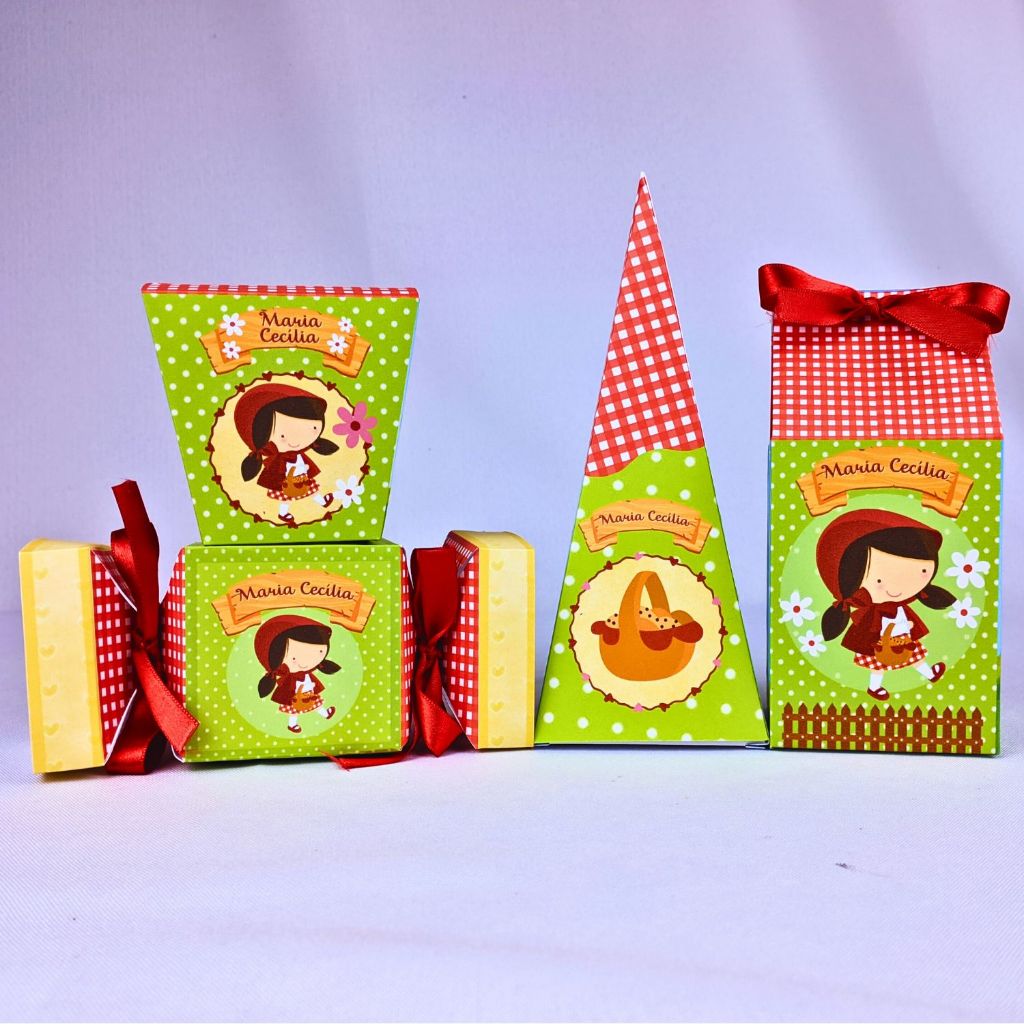 Kit 10 a 45 Caixinhas Personalizadas Lembrancinhas Chapeuzinho Vermelho Para Festa Aniversario Festinha