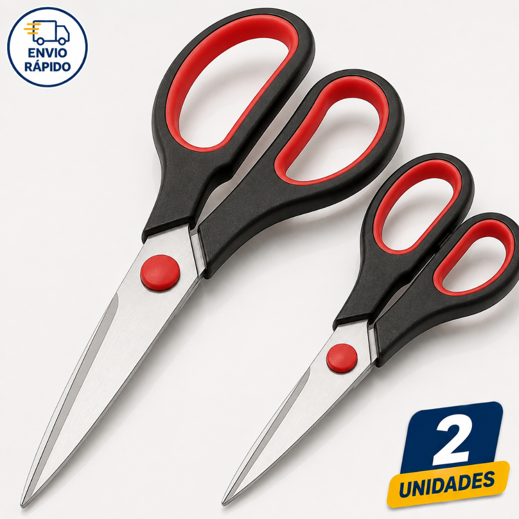 Kit 2 Tesouras Aço Inox 20cm e 12cm Multiuso Resistente