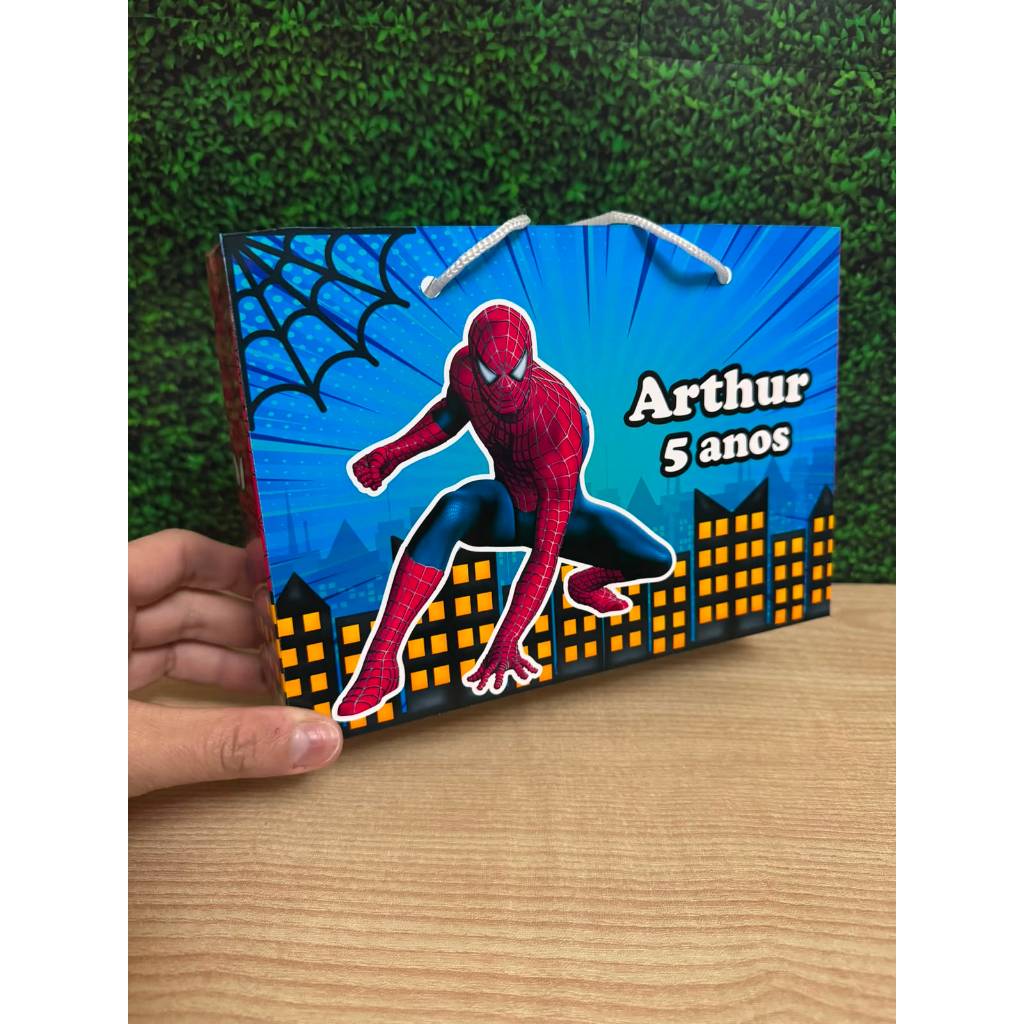 Sacolinha Surpresa G Homem Aranha Spider Man 1 Personalizada com nome Festa Infantil Chá Aniversário Lembrancinhas