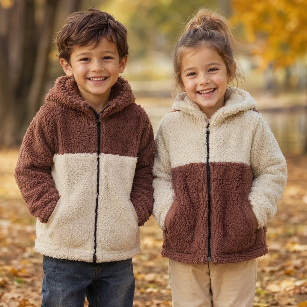 Blusa de Frio Teddy Infantil Menino e Menina com Capuz | Casaco Agasalho Jaqueta Unissex de Pelinhos Carneiro