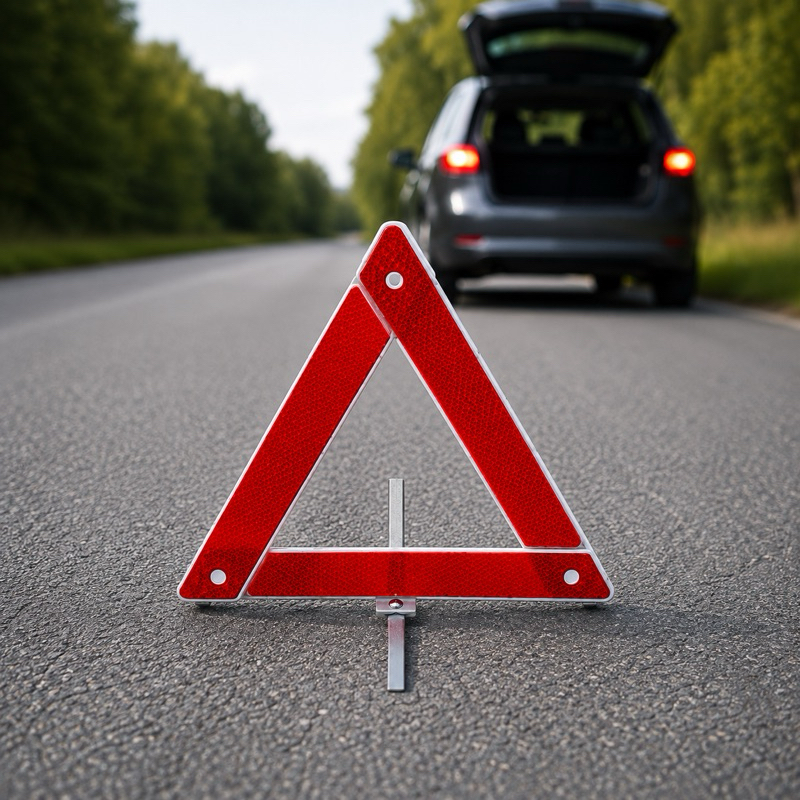 Triângulo de Sinalização Automotivo Dobrável com Estojo Segurança Veicular 29cm