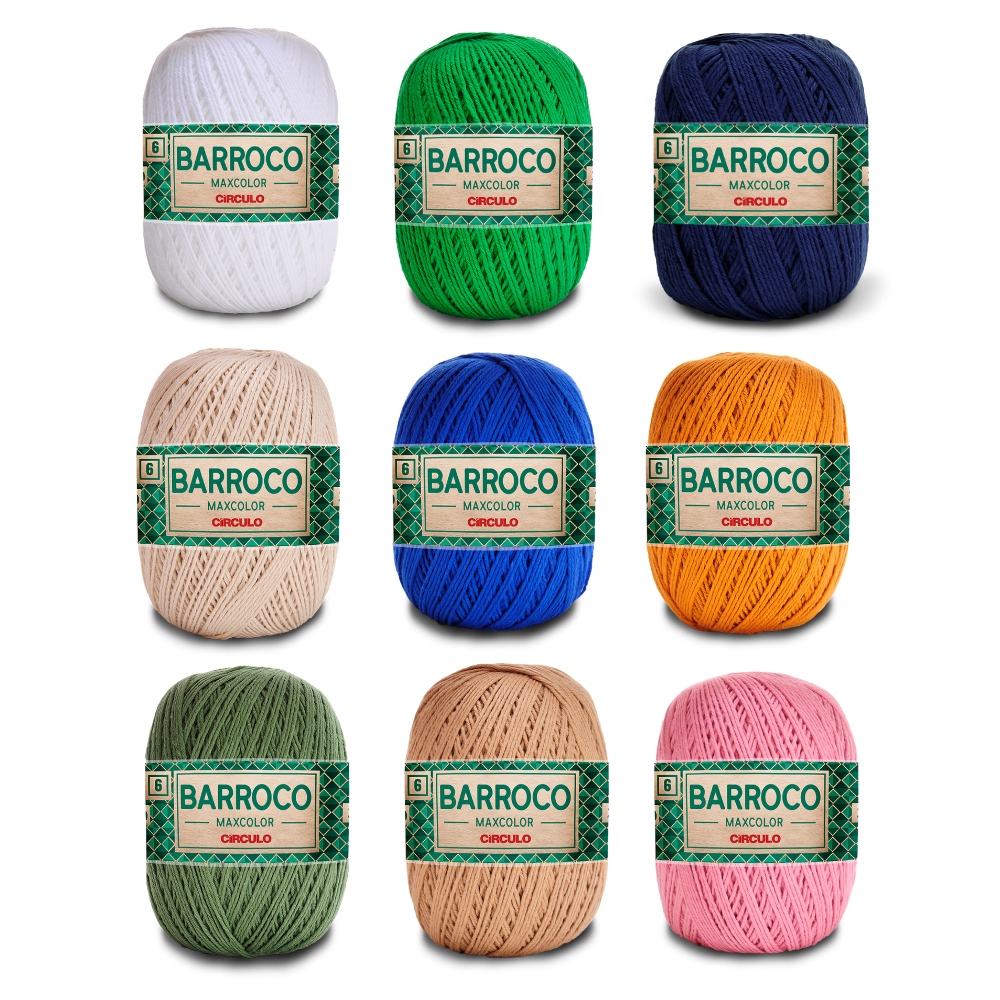 Linha Fio Barbante Barroco N°6 400g 452 metros Maxcolor Círculo - Crochê / Tricô Moda