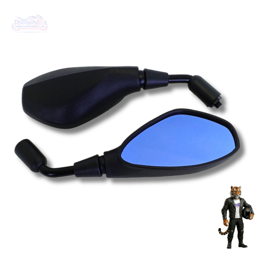 PAR DE RETROVISOR BMW FIXO HASTE CURTA ROSCA HONDA TITAN FAN XRE CB300 COM LENTE AZUL