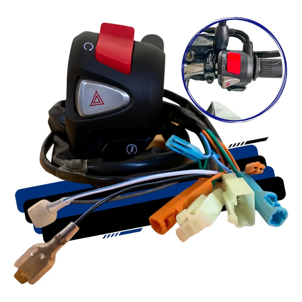 Punho De Partida Cb500 Para Moto Titan Fan Cg 160 150 Interruptor Com Pisca Aler