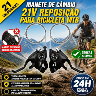 Passador Rapid Fire 21V 3x7 Manete Freio Liga Alumínio Kit Reposição Bicicleta MTB Envio Rápido