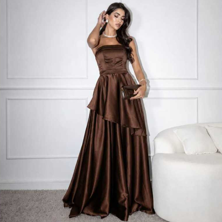 Vestido longo de festa em camadas e acabamento de luxo para madrinhas::casamentos ref022TLT
