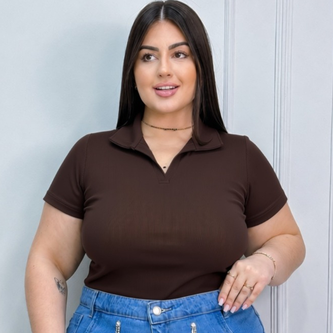 Blusa Polo Plus Size Feminina Piquet Premium | Super Conforto