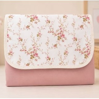 Trocador Portátil P/ Bebê C/ 2 Bolsos 100% Algodão Estampa Floral E Rose