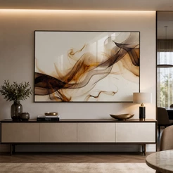 Quadro Decorativo Ondas Abstratas Com Moldura Para Sala Quarto Escritório