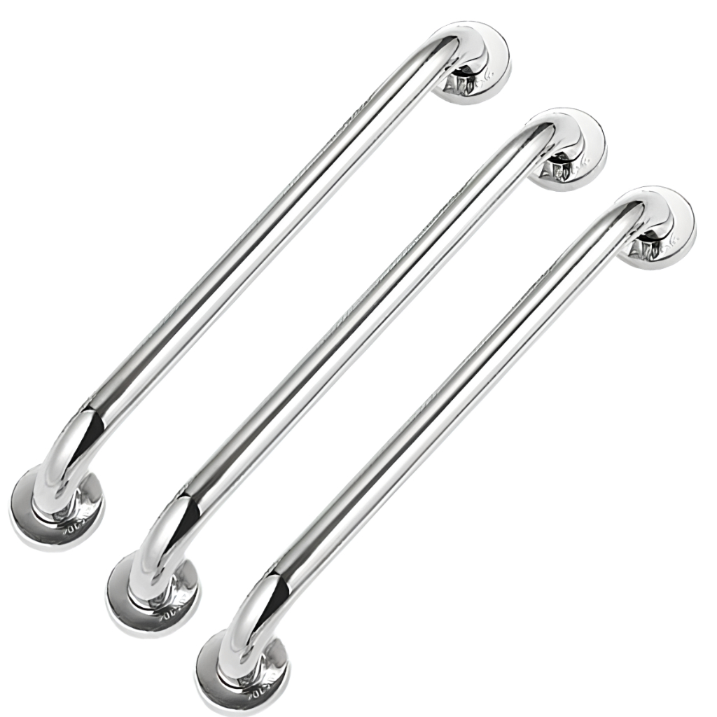 3x Alça 60cm Para Banheiro Barra De Apoio Idoso Aço Inox Prateado