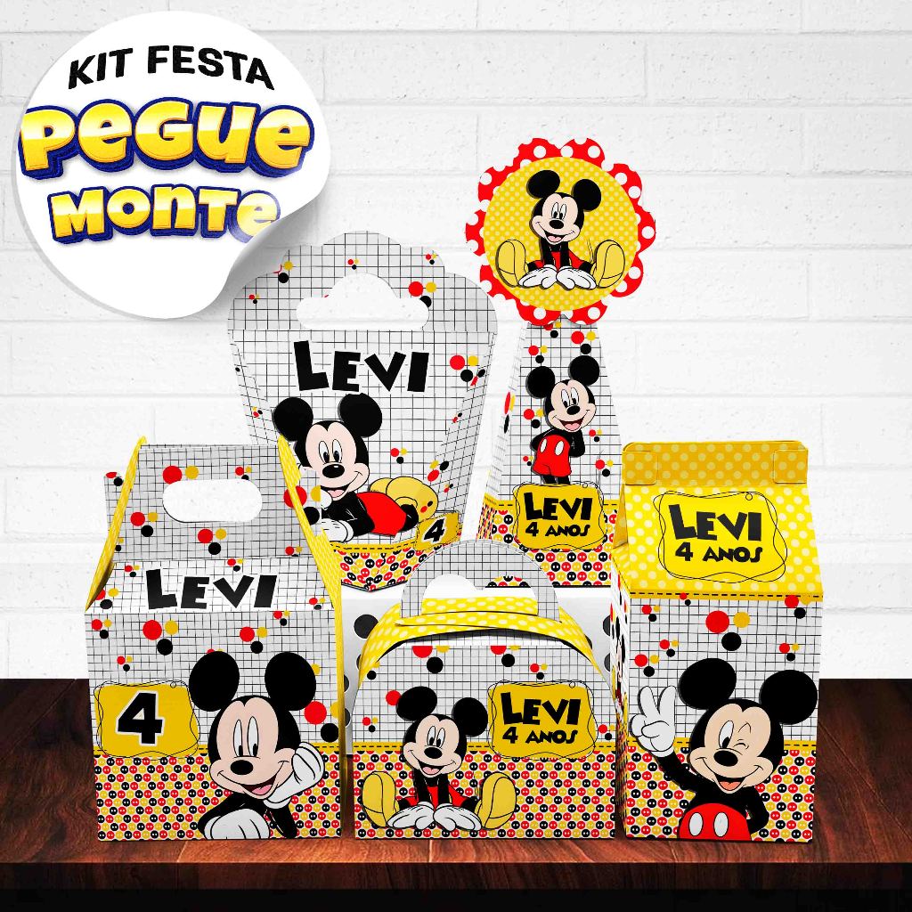 KIT Caixinha MICKEY - Caixinhas para decoração e lembrancinha de aniversário - PEGUE E MONTE