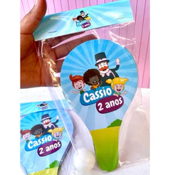 kit 20 raquete personalizada qualquer tema - lembrancinha festa de aniversário mundo bita