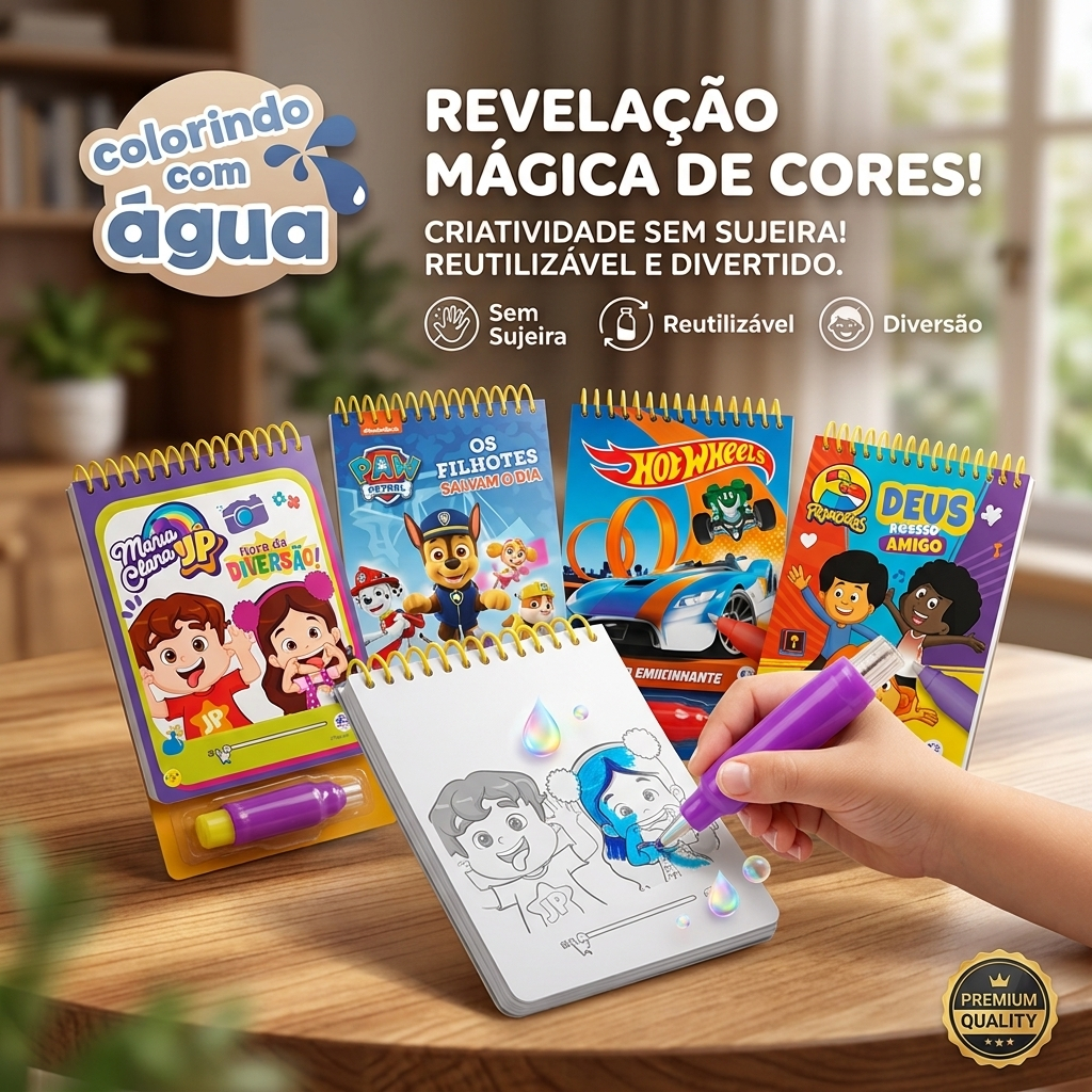 Agua Book Infantil Colorir Com Água Reutilizável Desenhos Mágicos Educativo Para Crianças Aquabook