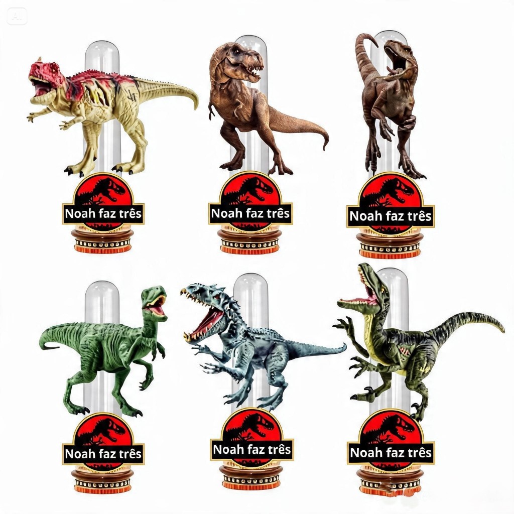 JURASSIC PARK KIT APLIQUES para TUBETES de 13 cm DECORAÇÃO FESTA INFANTIL DINOSSAURO  LEMBRANCINHAS PERSONALIZADAS
