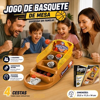 Jogo de Arremesso de Basquete de Mesa 4 Cestas 2 Jogadores Brinquedo Infantil