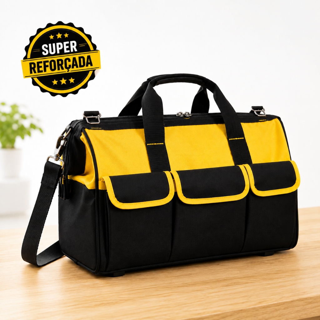 Bolsa de Ferramentas Resistente Base Rígida Lona Industrial Multiuso Grande Capacidade Profissional