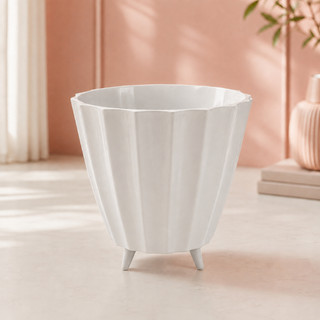 Vaso Cachepot Bojo Cacau com Pé Alto Brilho 16x19 Polietileno Planta Flor Sala Jardim