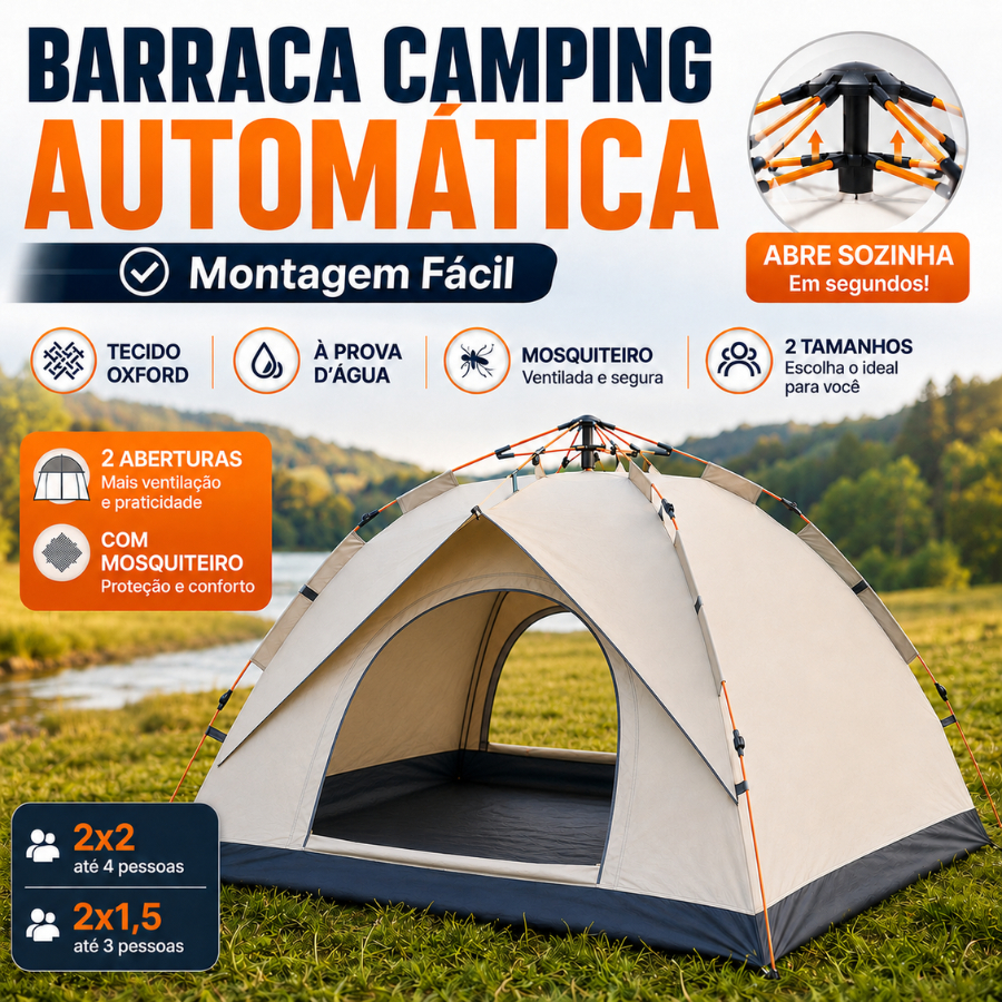 Barraca de Camping 3-4 Pessoas Prova d'água Barraca Acampamento Automático