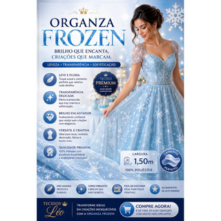 Tecido Organza Frozen - 100% Poliéster | 1,50m de Largura| 2 Metros| 3 Metros