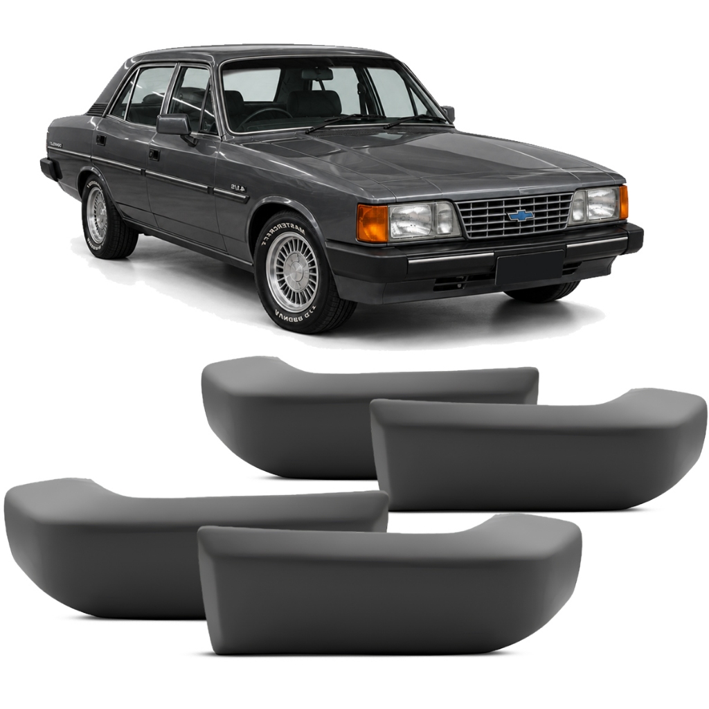 Kit Polaina Ponteira Parachoque Dianteiro e Traseiro Opala 1985 a 1990 Cinza