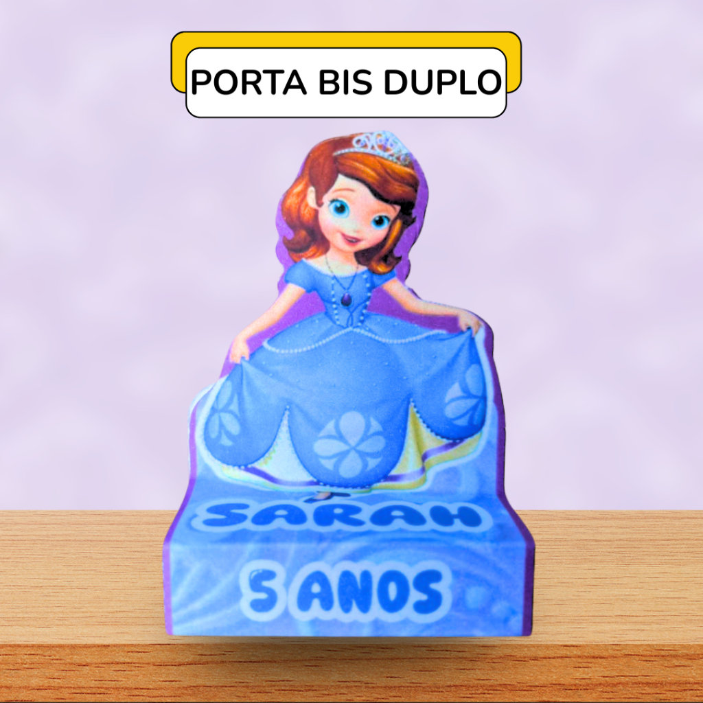 Kit Porta Bis Duplo Personalizado Princesa Sophia – Lembrancinha Festa Infantil, Aniversário, Decoração Menina