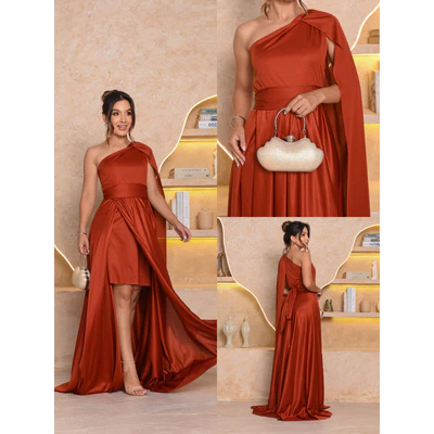 Vestido Feminino Longo com Capa Festa Casamento Madrinhas Formatura Plus Size — imagem 1
