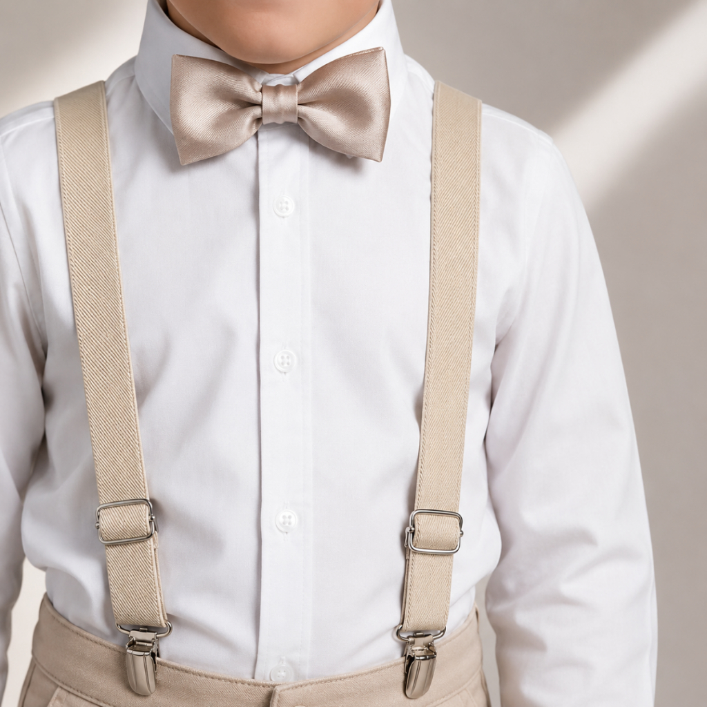 Kit Gravata e Suspensório Infantil Masculino Ajustável 0 a 8 Anos Festa Casamento Pajem Social Menino Diversas Cores