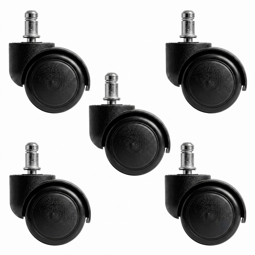 Kit 5 Rodízios Rodinhas Para Cadeira de Escritório Gamer Anti-Risco e Ruído Com