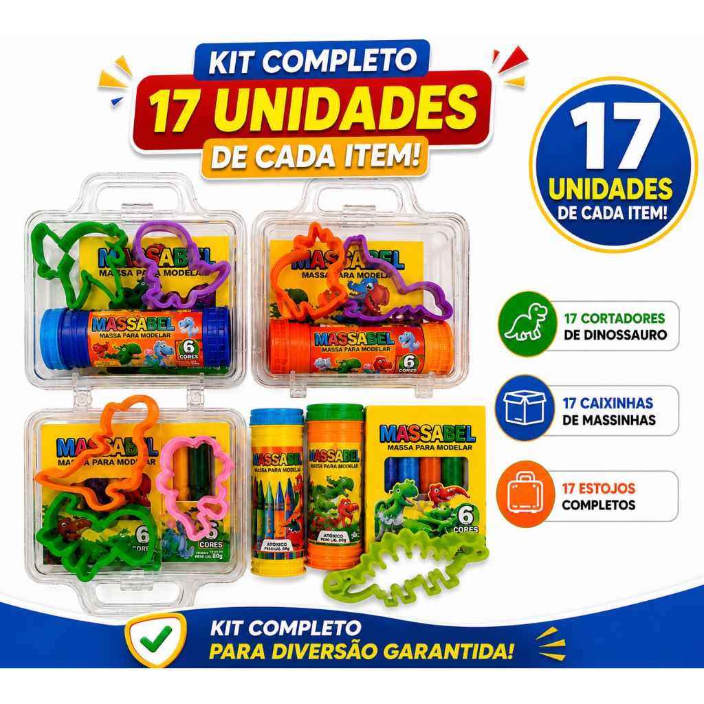 17 Maleta Acrilica + 17 Bolha De Sabao Bolinha + 17 Cortador + 17 Massinha de Modela Kit Lembracinha