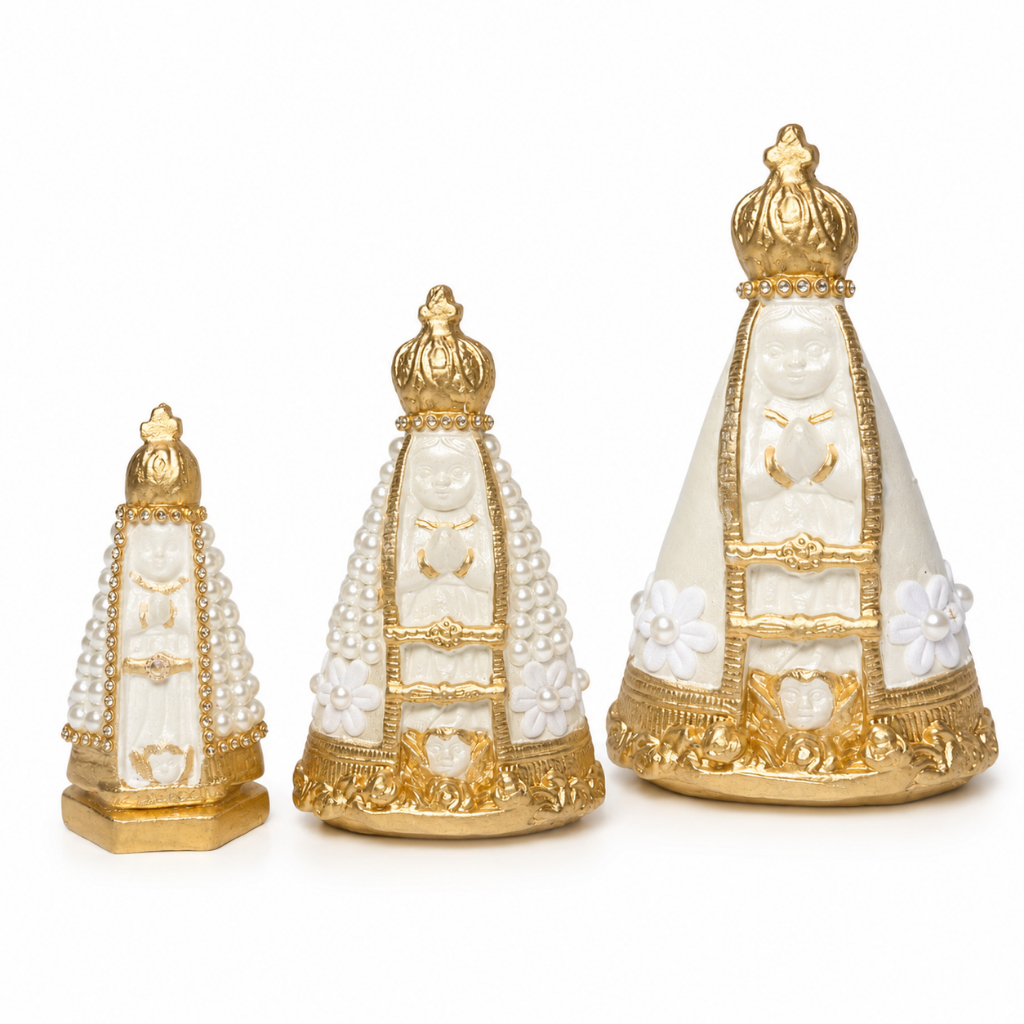 Imagem Nossa Senhora Aparecida 7cm e 14cm em Gesso | Baby Flower | Artesanal Católica