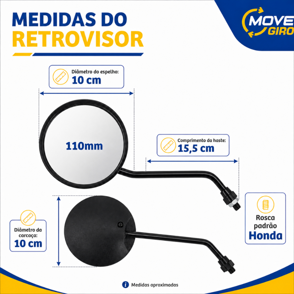 Par Espelho Retrovisor Moto Biz 100 XLR 125 XR 250 Tornado Modelo Original Rosca Honda · foto 2