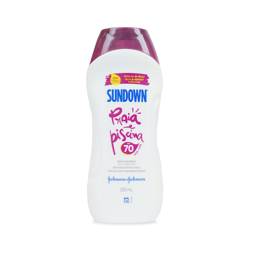 Protetor Solar Corpo e Rosto SUNDOWN® Praia e Piscina FPS 70, 200mL