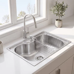 Cuba Para Cozinha Gourmet Aço Inox 50x40 Com Válvula Cesto Escorredor Dispenser Pia Sobrepor Embutir