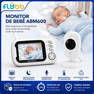 Babá Eletrônica Bebê com Monitor e Câmera - Monitor Infantil Digital Tela 3,5' IPS - Visão Noturna Áudio Bidirecional