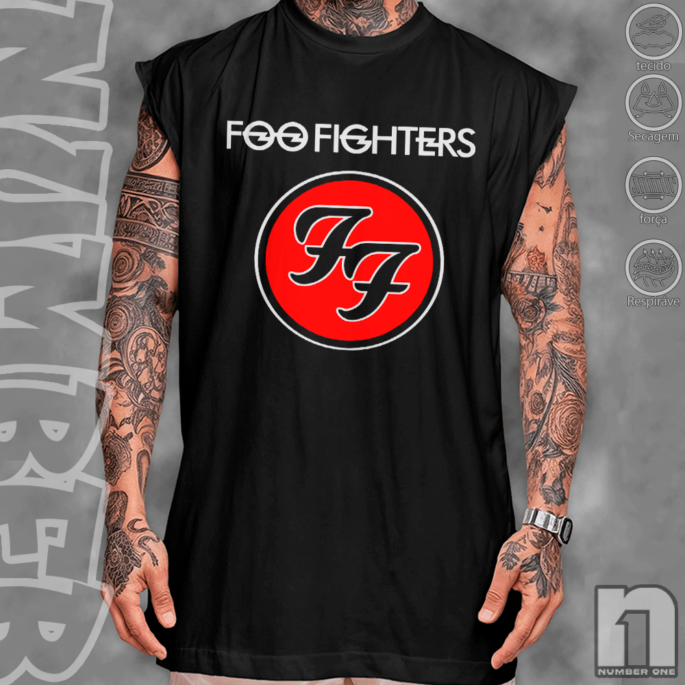 Regata Machão Oversized Longline Vintage 90s Simbolo Banda Foo Rock Fighters Alternativo World Tour Street Urbano