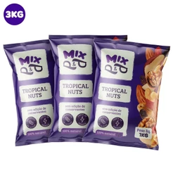 Kit 3x Mix P&P Tropical Nuts 1Kg - Castanha Pará Amendoim Nozes Uva Gojiberry Castanha de Caju Uva Passa
