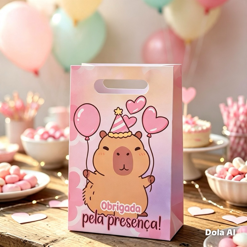 Sacolinha Personalizada Capivara – Lembrancinha Infantil para Festa de Aniversário