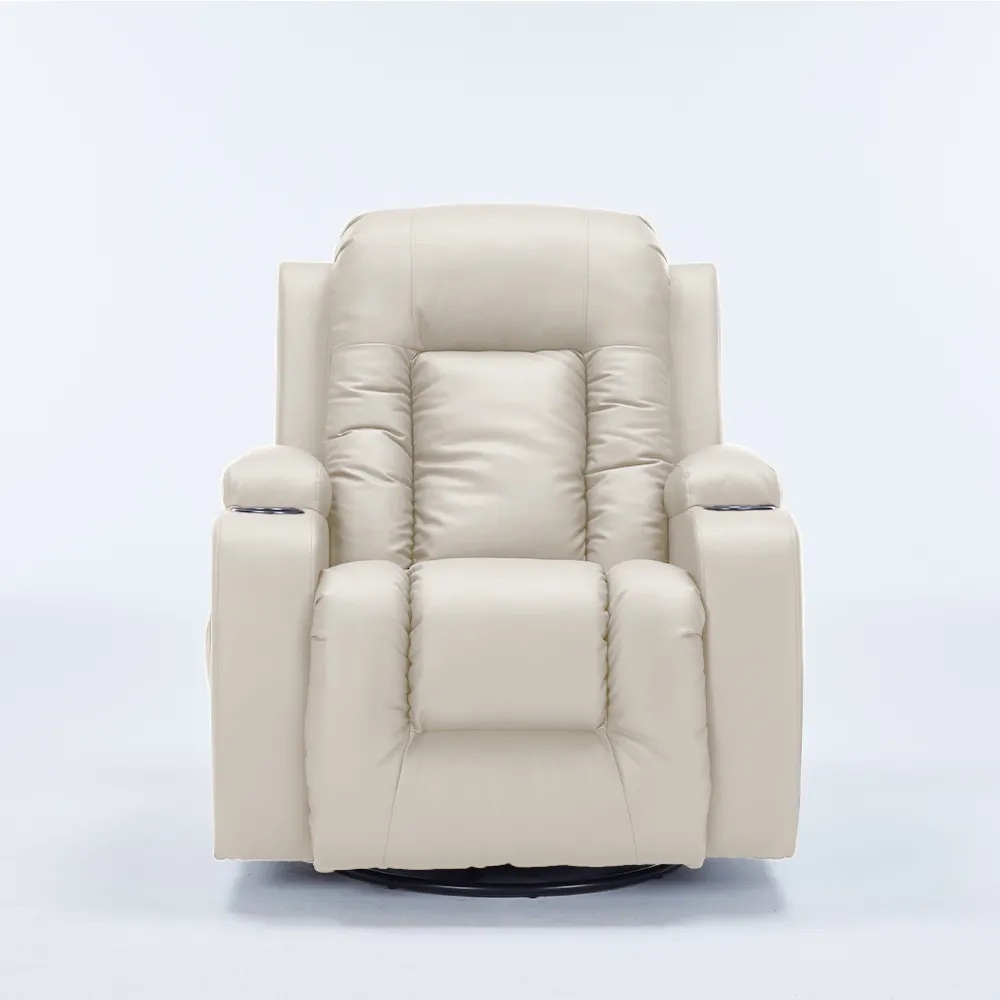 Poltrona do Papai Massagem Poltrona Reclinável Poltrona Massageadora Poltrona Giratória Bege Austin PU G94