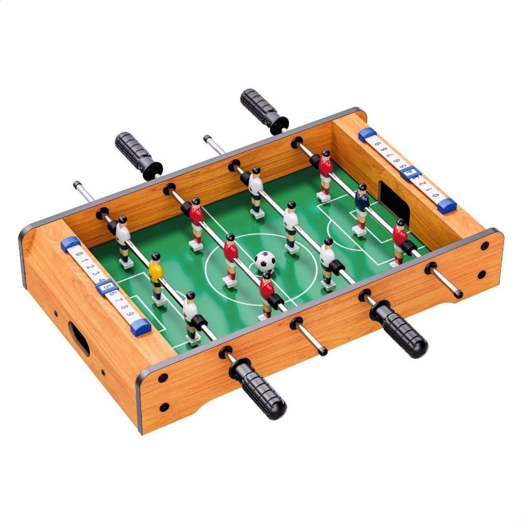 Mesa de Pebolim Infantil de Madeira Totó Brinquedo Mini Futebol de Mesa com 2 Bolinhas