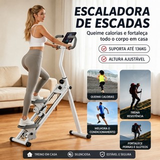 Simulador de Escada Stepper Fitness Aparelho para Academia em Casa Cardio Ajustável Treino Completo
