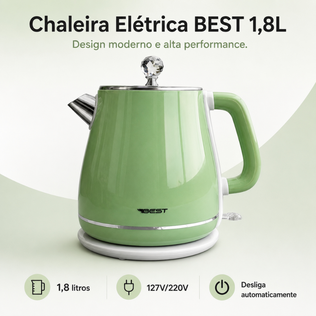 Chaleira Elétrica Best 1,8L | 127V | com Desligamento Automático e Tampa Removível · foto 2