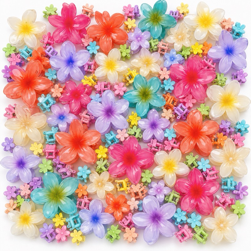Kit 50/100 Mini Presilha de Cabelo Piranha Infantil Colorida Presilia Mini Prendedor Florzinha
