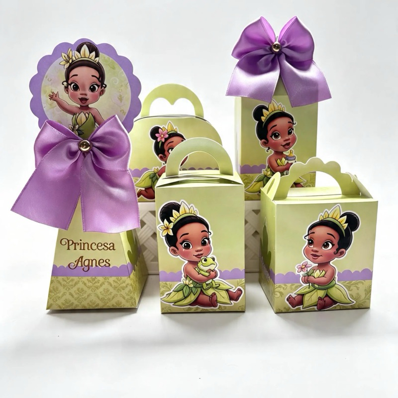 Kit Caixinhas Personalizadas A Princesa e o Sapo baby/cute/ Tiana/ lembrancinha/PEGUE E MONTE/ Cartoon