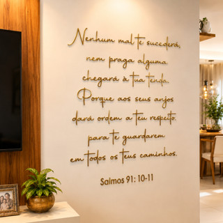 Frase De Parede Decoração Salmo 91 Letreiro Frase Religiosa Cristã