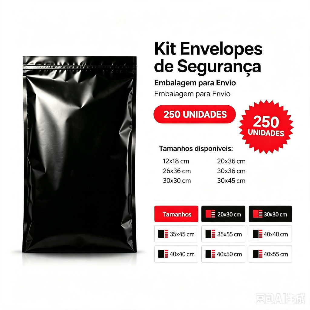 kit 250 envelopes segurança embalagem de envio 20x30 26x36 30x30 30x36 30x45 30x50 30x55 40x40 40x50 40x55 etc
