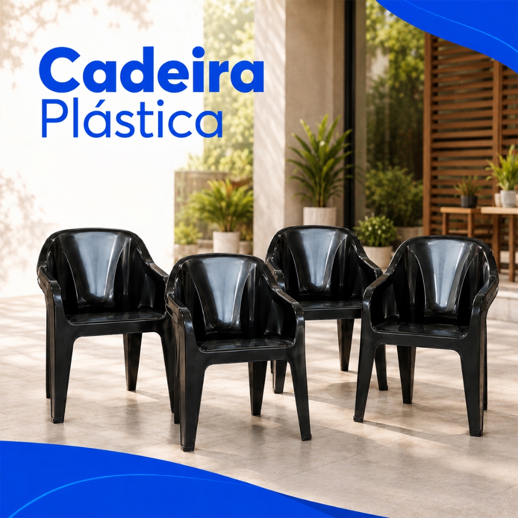 Kit 1, 2 ou 4 Poltrona Cadeira Plástica Suporta Até 150kg Material Altamente Resistente