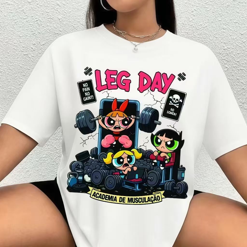 [Camiseta Premium em Algodão Puro]SISI Camiseta Plus Size Feminina Oversized Treino Meme Super Poderosas Academia
