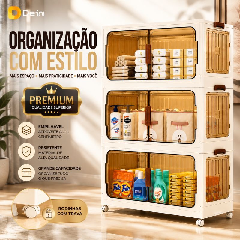 caixa organizadora armario armazenamento dobrável empilhavel com rodinhas multiuso 3 portas