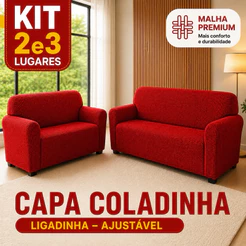 Kit Capa Sofá 2 e 3 Lugares Coladinha Lisa Ajustável Elástica Proteção Completa Grande Ajusta bem